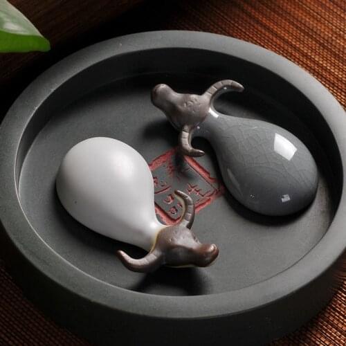 Home decor Purple clay ceramic tea ornaments porcelain kiln ceramic cow ornaments Figurines