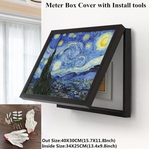 Home Decor Meter Box Cover Decorative Painting The Starry Night Canvas Electric Switch Box Hide Paintings Modern Home Wall Decor