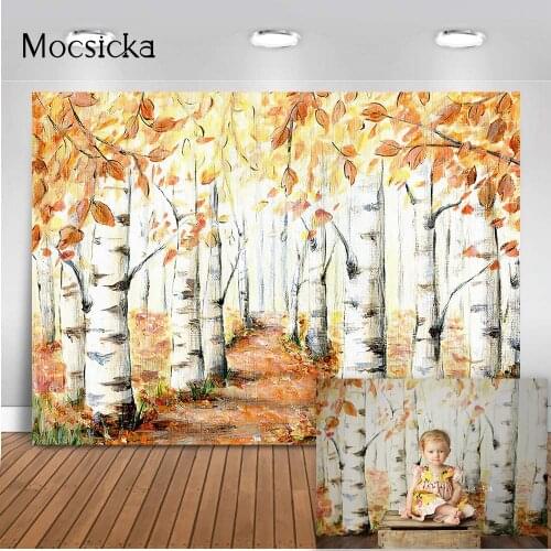 Autumn Forest Backdrop for Photography Newborn Kids Portrait Brithday Background for Photo Studio Photocall Fall Maple Leaves