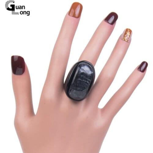GuanLong Beautiful Wedding/Engagement Rings for Women Jewelry Large Black/Finger Rings for Girls Big Simple Punk Ring Female