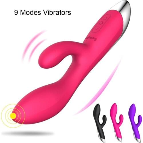 IKOKY 9 Mode Rabbit Vibrator Female Masturbation Dildo Vagina Clit Vibrator Sex Toys for Woman Clitoris Stimulate G-spot Massage