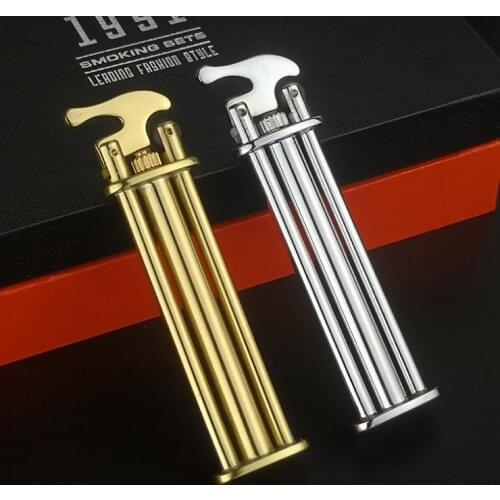 JIFENG creativity slim brass grinding wheel flame butane Inflatable gas cigarette lighter Kitchen candle stove smoking igniter