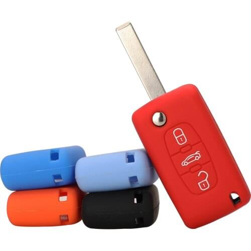 Kutery 10pcs/lot 3 Buttons Silicone Car Key Case Cover Fob Rubber Skin Protect For PEUGEOT 407 307 308 607