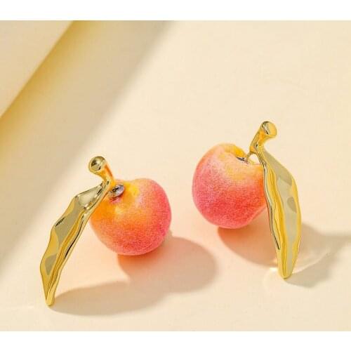 Peach-shaped Exaggerated Large Earrings New Creative Fruit Earrings Cute Peach-shaped Back-Hanging Women’s Earrings