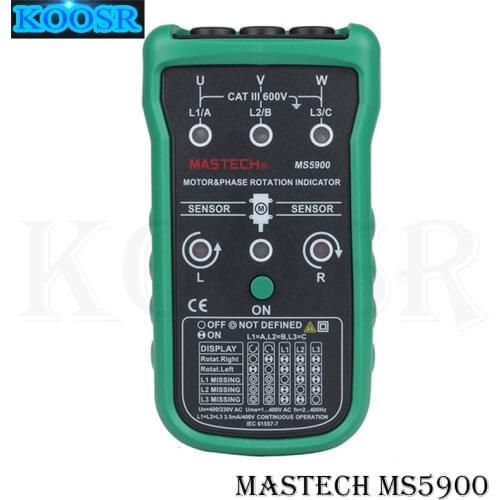 Mastech MS5900 3 Motor Meter Sequence Tester Digital Tecrep Non-contact Rotary Field Indicator LCD Handheld Portable Multimetro