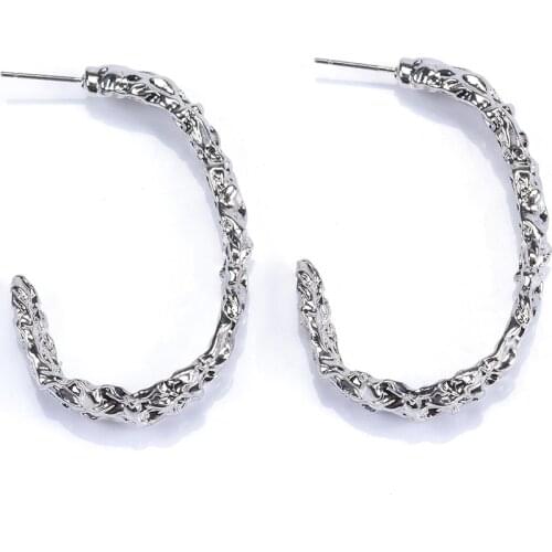 Fashion Simple Metal Feel ZA Earrings Jewelry Women Gold Silver Color Half Circle Drop Earrings Women Vintage Statement Earrings