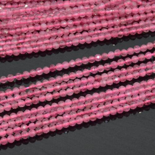 Natural Good Quality Pink Tourmaline Faceted Round Beads 2.3~2.5mm