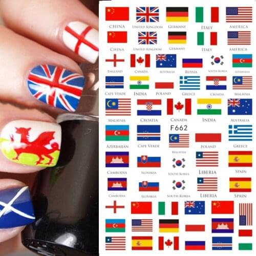 2020 New Nail Art stickers Design Manicure National Flag Flowers Butterfly For Nails Transfer Decals Foil Decorations Sliders