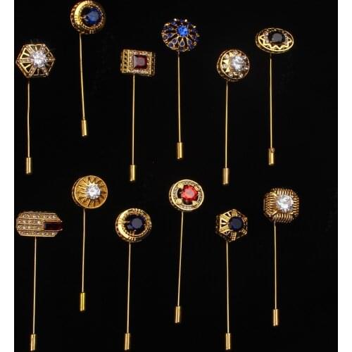 New Gold Tie Pin For Men Classic Meter Tie Clips Alloy Tie Bar Golden Tie Collar Pin Crystal Business Corbatas Suits