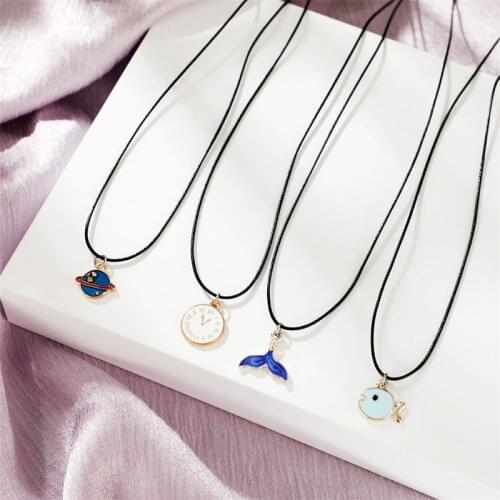 Han Zhishangs new style cartoon girl heart little girl necklace girl lovers best friend student Necklace clavicle chain