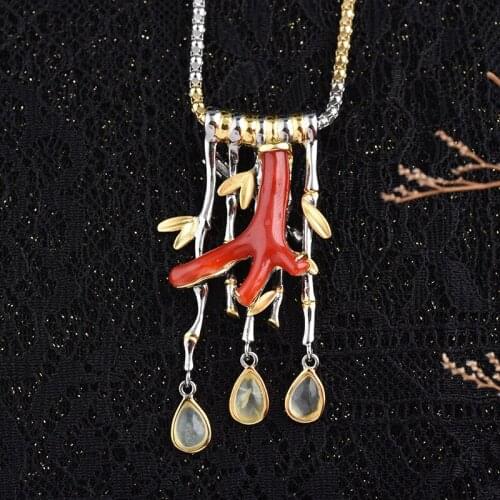 New Jewelry Retro Thai Silver Factory Wholesale Creative Crafts Coral Pendant And Brooch Dual-use S925 Sterling Silver Jewelry