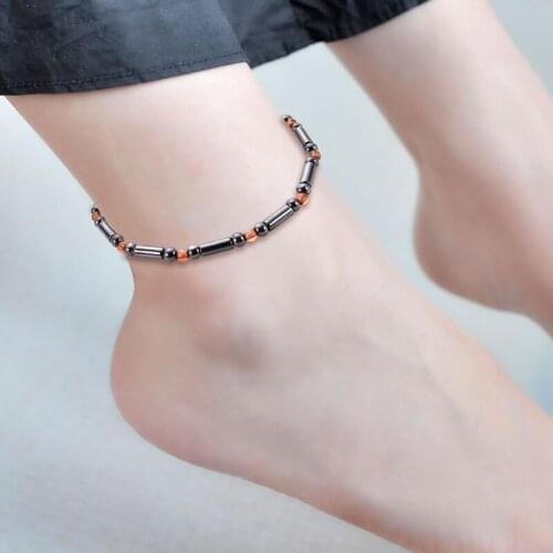 New Black Magnetic Therapy Anklet Bracelets Shellhard Beads Foot Chain Healthy Weight Loss Ankle Bracelet for Women Men Jewelry