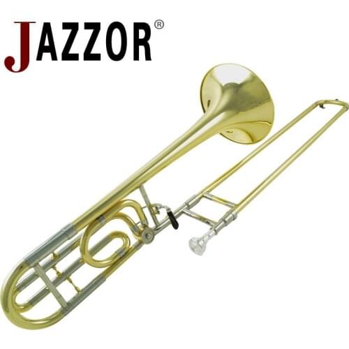 JAZZOR JYTB-E118G tenor trombone B/F Flat Gold lacquer Brass trombone wind instruments with mouthpiece and Lightweight case