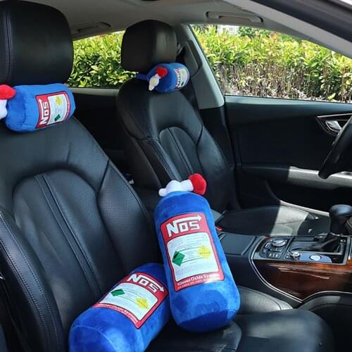 Auto Car Seat Headrest NOS Bottle Cushion Plush Toy Soft Neck Pillow Creative Car Decor Backrest Seat Neck Pillow