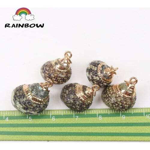 Natural Spiral Shell Charm Pendants Conch At Random Gold For Decoration Jewelry Making DIY Accessories 19mm 5pcs