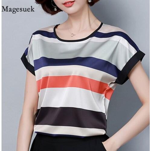O-neck Fashion Stripe Print Women Tops Blouses 2020 Shirts Plus Size Ladies Tops Chiffon Shirt Blusas Femininas Blouses 0451 30