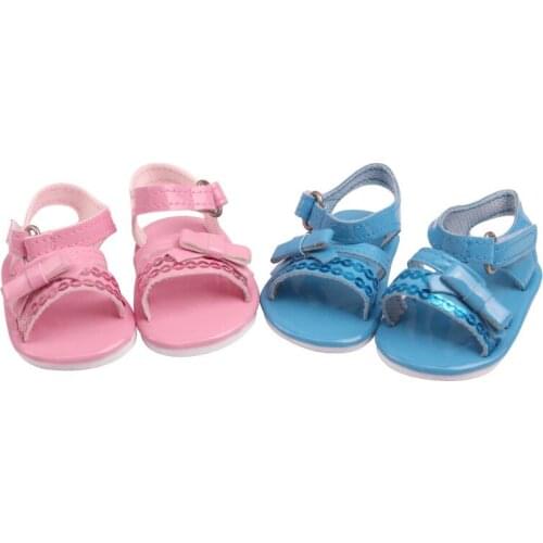 New Pattern Fashion Sequin Bow Sandals Fit 18 Inch American&43cm Baby New Born Doll Clothes Accessories Girls' Toys