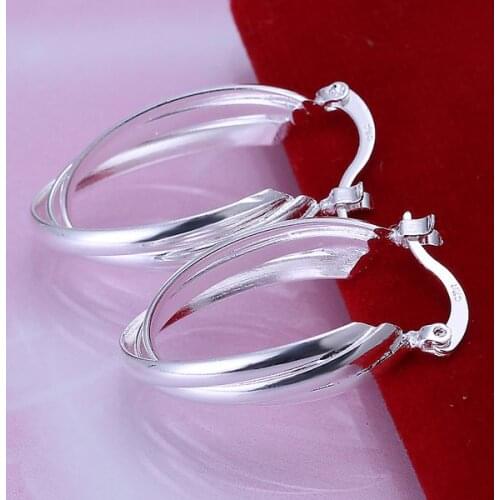 Earrings silver plated earrings silver fashion jewelry earrings three oblique sheets jewelry wholesale free shipping kkhd LE158