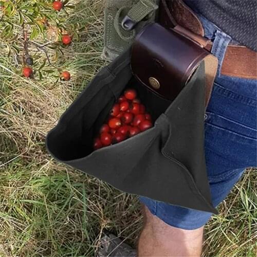 Leather and Canvas Bushcraft Bag, Canvas Foraging Pouch for Hiking, Treasures & Seashells, Easy Looping Around Belts