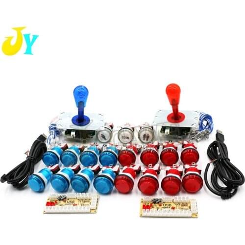 LED Joystick Arcade Zero Delay Kit DIY Clear Illuminated Push Button PC & Raspberry pi 1 2 3 USB Encoder With Cable Light wire