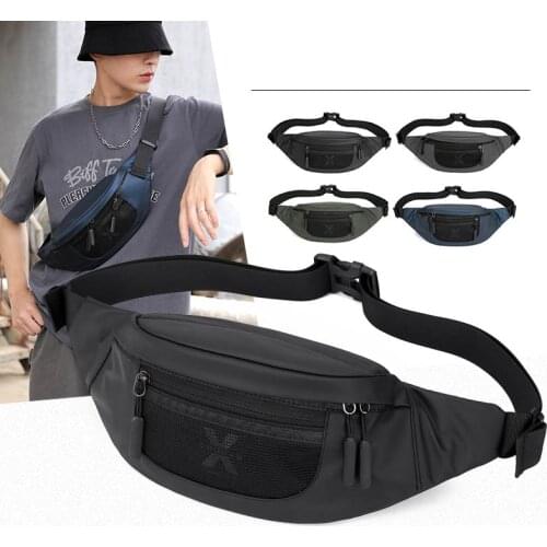 Trend Men Crossbody Pouch Travel Anti-Theft Chest Bag Solid Color Outdoors Messenger Bag Multi-Function Waist Pack Boy Belt Bags