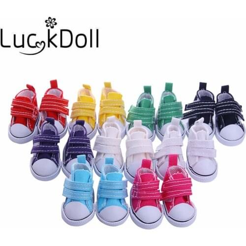 LUCKDOLL 5 cm Solid Color Canvas Shoes for fit for 1/6 BJD Doll Accessories Girls Toys,Generation,Birthday Gift