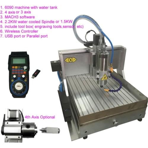 USB 4 Axis 6090 CNC Metal Cutting Milling Machine 1.5KW 2.2KW Wood Router Engraver Drilling Tool with Wireless Remote Controller