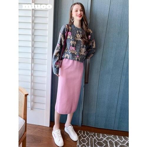 Womens soft waxy knitting solid color straight tube high waist mid length skirt 2021 Spring new High Quality Top Quality