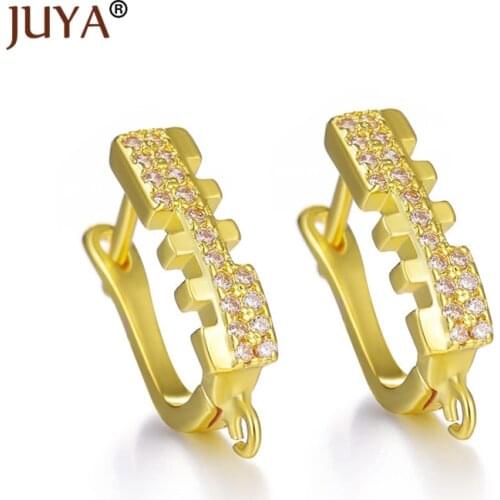 Women Creative Earring Findings Shiny AAA Cubic Zirconia Rhinestone Hoop Earring Hooks DIY Pearl Tassel Earrings Accessories