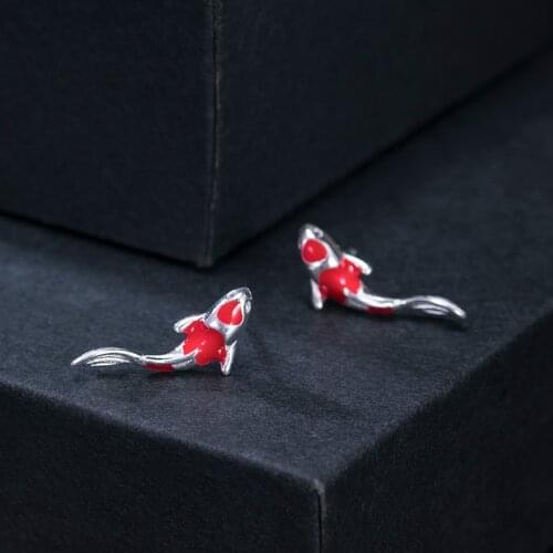 925 Silver Fashion Creative Gift Tidy Earrings For Women With Simple Design Retro TemPerament Court-Style KoiEarrings