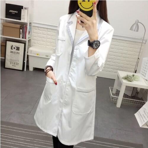 Korean White Coat Doctor Nurse Uniform Spring Summer Long Sleeve Short Sleeve Beauty Salon Work Clothes