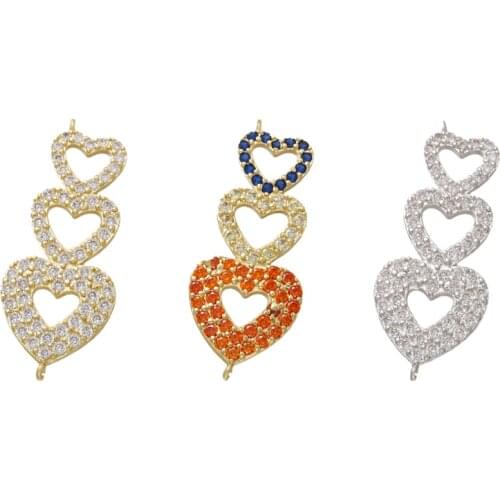 ZHUKOU CZ crystal Big/small heart connector for DIY jewelry making handmade bracelet Jewelry accessories supplies model:VD756