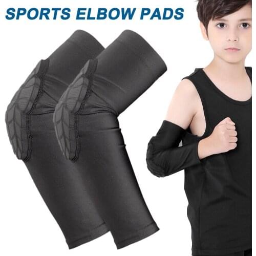1 Pair Kids Respirável Esportes Cotovelo Brace Suporte Crashproof Basquetebol Cotoveleiras Protetores Guardas Pads Arm Sleeve