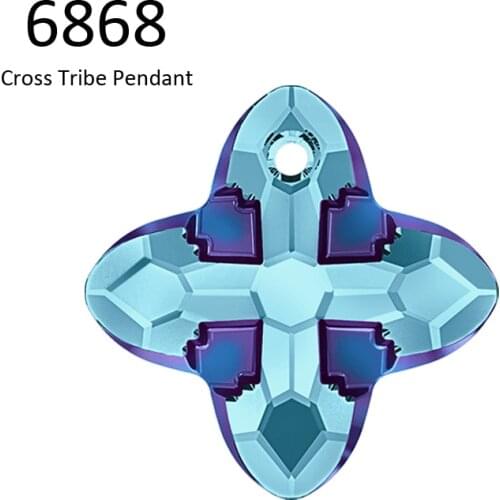1 piece) 100% Original Crystal from Swarovski 6868 Cross Tribe Pendant Loose Bead Rhinestone Charms for DIY jewelry making 2018