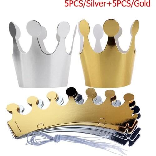 10pcs Kids Party Birthday Crown Hat Festive Adult Party Princess Headgear Birthday Party Decor Festive Party Cap Decoration