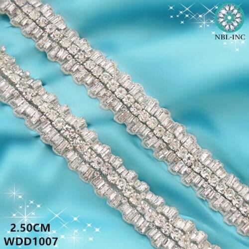 10 yards) Wholesale wedding rhinestone applique bridal beaded crystal trim iron on for wedding dress WDD1007