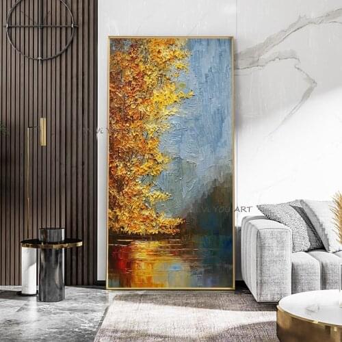 100%Hand Painted Modern Personality Abstract Oil Paintings on Canvas Wall Art Pictures Autumn Art For Living Room Decor No Frame