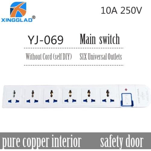 2M 3M 5M EU Multi Plug Electrical Power Strip with Main Swich Adapte Extension Socket Universal 2/3/4/5/6 AC Output 10A Board