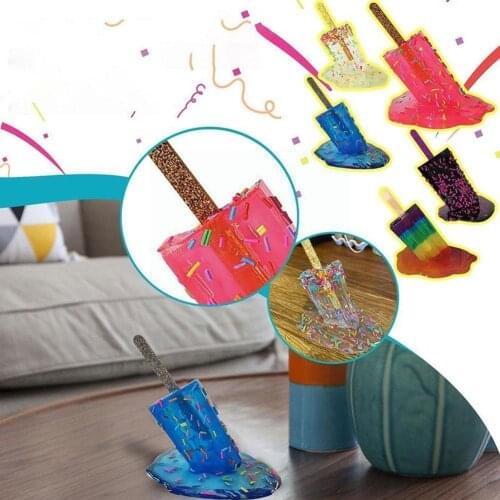 2021 Hot Sale Transparent Melting sicle Sculpture Decoration Decor Cream Resin Ice Popsicles Craft Accessories Miniature Ga W3P7