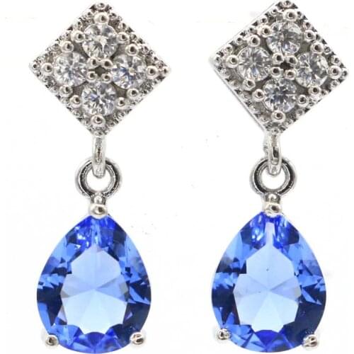 50x27mm Hot Sell Created Citrine Violet Tanzanite White Zircon Silver Earrings Daily Wear Wholesale Drop Shipping