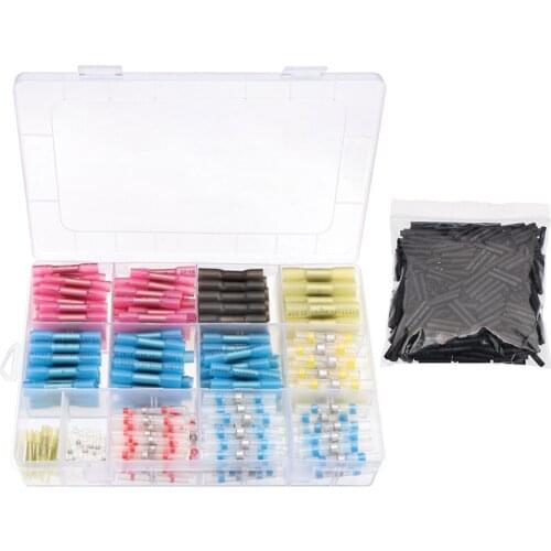 50/800pcs Heat shrink with solder Butt Connector electricos Waterproof Seal Wire Connector Wire Crimp Terminal Splice