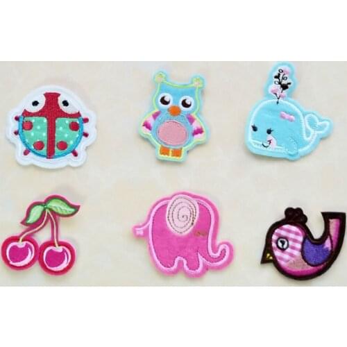 6pcs/set Bird Whale Applique Fabric Badge Embroidered Iron on Patches For Clothes Small Sticker Diy Craft Repair Decoration