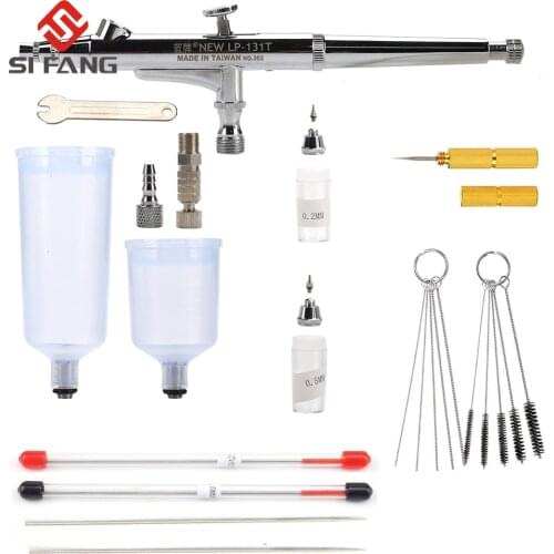 20cc 40cc Airbrush Spray Gun Double Action AirBrush Set 0.2/0.3/0.5mm Fast Joint Gravity Feed Cake Tattoo Nail Art Car Paint