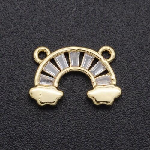 14x9mm CZ Zircon DIY Jewelry Rainbow Charm Connectors Wholesale OEM Order Accepted Bulk Order Discounts Jewellery Connector