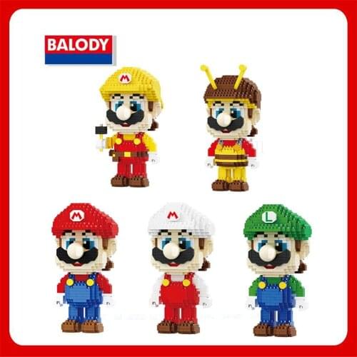 Balody 18201-10205 Brick Toys Famous Anime Character Plumber In A Hat Moustache Building Micro Mini 3D Blocks Toys For Kids