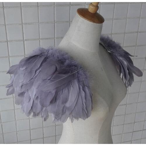 Free shipping, handmade Ash Grey feather shoulder epaulette #FSP13003A
