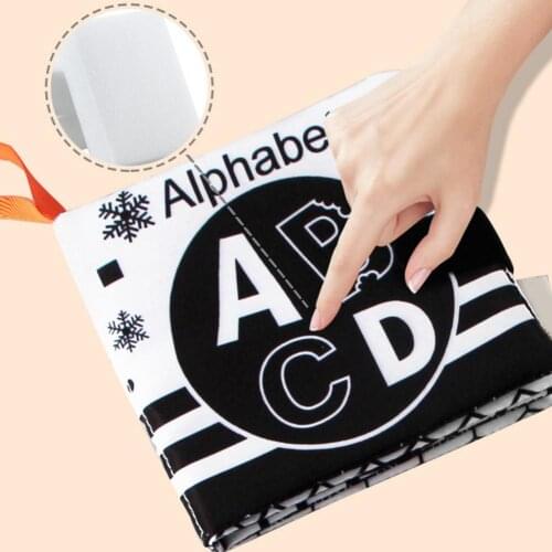 Baby Visual Excitement Cloth Book Black White Enlightenment Educational Toy Alphabet Vehicle Label Stereo Book For Toddler Toy