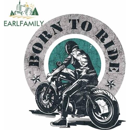 EARLFAMILY 13cm x 11.2cm for Born to Ride Graphics Car Stickers and Decals Waterproof Wall Laptop Motorcycle Decoration