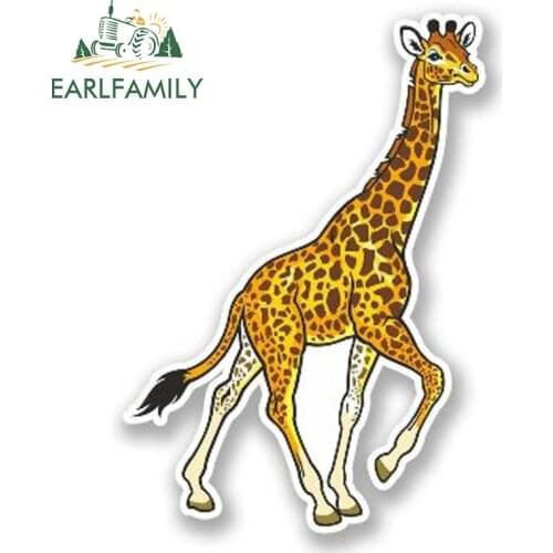 EARLFAMILY 13cm x 7cm Cartoon Giraffe Vinyl Cute Animal Car Sticker Laptop Travel Luggage Decal Waterproof Car Accessories