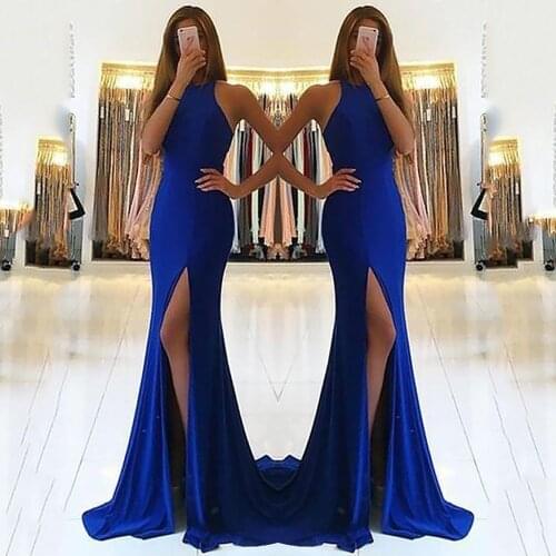 Elegant sleeveless slit sexy maxi dress women fashion party vestidos outfits bodycon solid female clothing classic